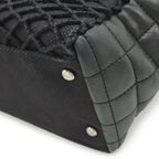 Chanel Choco Bar Chain Tote Quilted Net Canvas Leather Black — view 3