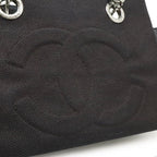 Chanel Choco Bar Chain Tote Quilted Net Canvas Leather Black — view 9