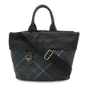 Prada Tote 2-Way Shoulder Bag Reversible Check Nylon Black Blue Multicolor