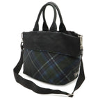 Prada Tote 2-Way Shoulder Bag Reversible Check Nylon Black Blue Multicolor — view 2