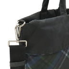 Prada Tote 2-Way Shoulder Bag Reversible Check Nylon Black Blue Multicolor — view 5