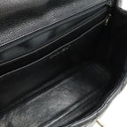 Chanel Quilted CC Logo Handbag Flap Bag Caviar Leather Black Silver — view 6