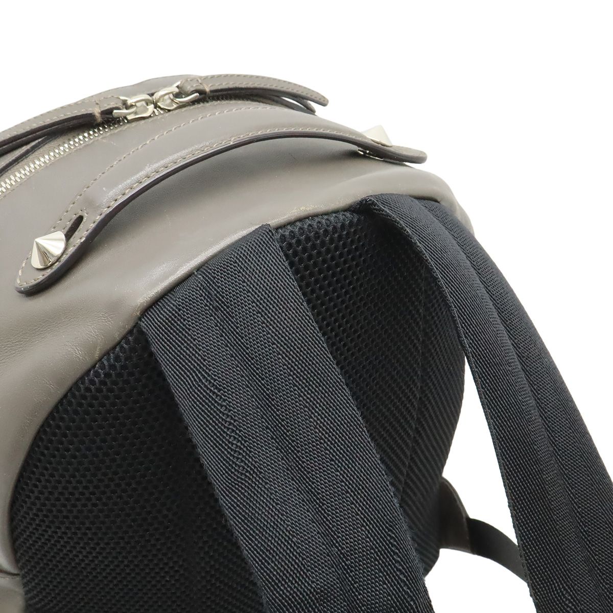 Fendi Visible Backpack Studs Leather Gray Silver — view 4