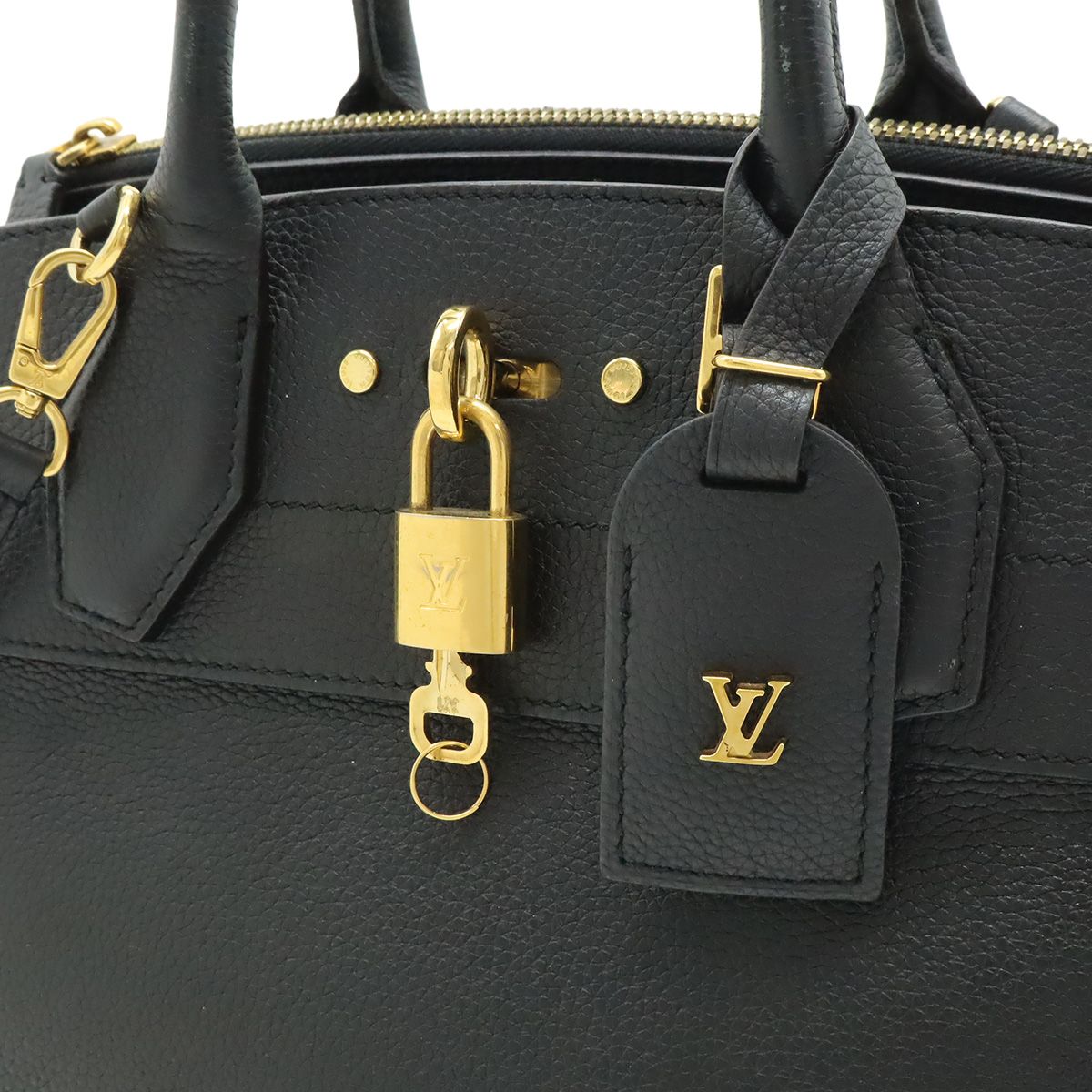 Louis Vuitton City Steamer PM 2-Way Shoulder Bag Leather Noir Black — view 8
