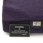 Chanel 2.55 Shoulder Bag Chain Crossbody Canvas Cotton Purple Silver — view 9