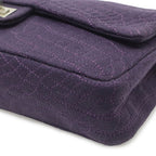 Chanel 2.55 Shoulder Bag Chain Crossbody Canvas Cotton Purple Silver — view 3