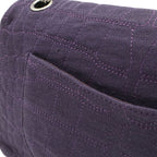 Chanel 2.55 Shoulder Bag Chain Crossbody Canvas Cotton Purple Silver — view 8