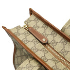 Gucci GG Supreme Tote Shoulder Bag Vertical Leather White Brown Gold — view 5