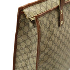 Gucci GG Supreme Tote Shoulder Bag Vertical Leather White Brown Gold — view 8