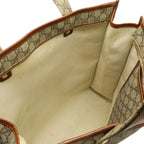 Gucci GG Supreme Tote Shoulder Bag Vertical Leather White Brown Gold — view 6