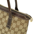 Gucci GG Canvas Tote Shoulder Bag Leather Beige Brown — view 8