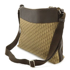 Dior Trotter Shoulder Bag Crossbody Jacquard Canvas Leather Brown Silver — view 2