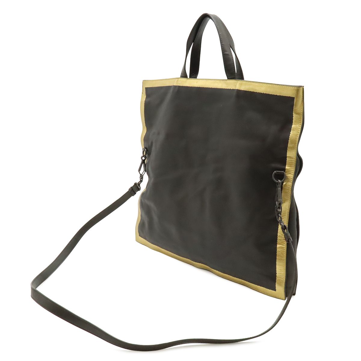 Bottega Veneta Tote Shoulder Bag Crossbody 2-Way Leather Dark Brown Gold — view 2