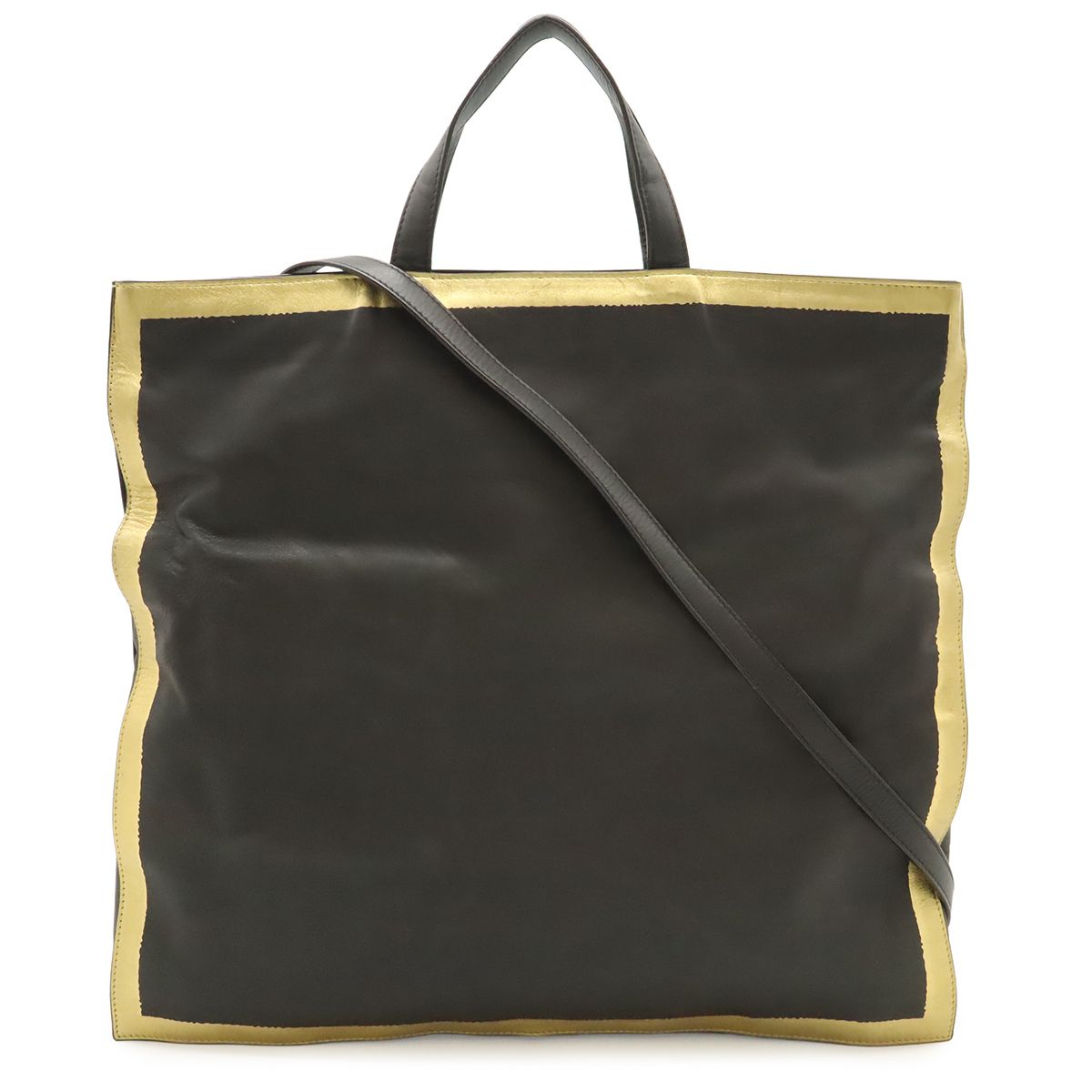 Bottega Veneta Tote Shoulder Bag Crossbody 2-Way Leather Dark Brown Gold