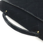Chanel Quilted CC Logo Business Briefcase Handbag Velour Velvet Leather Black — view 4