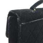 Chanel Quilted CC Logo Business Briefcase Handbag Velour Velvet Leather Black — view 5