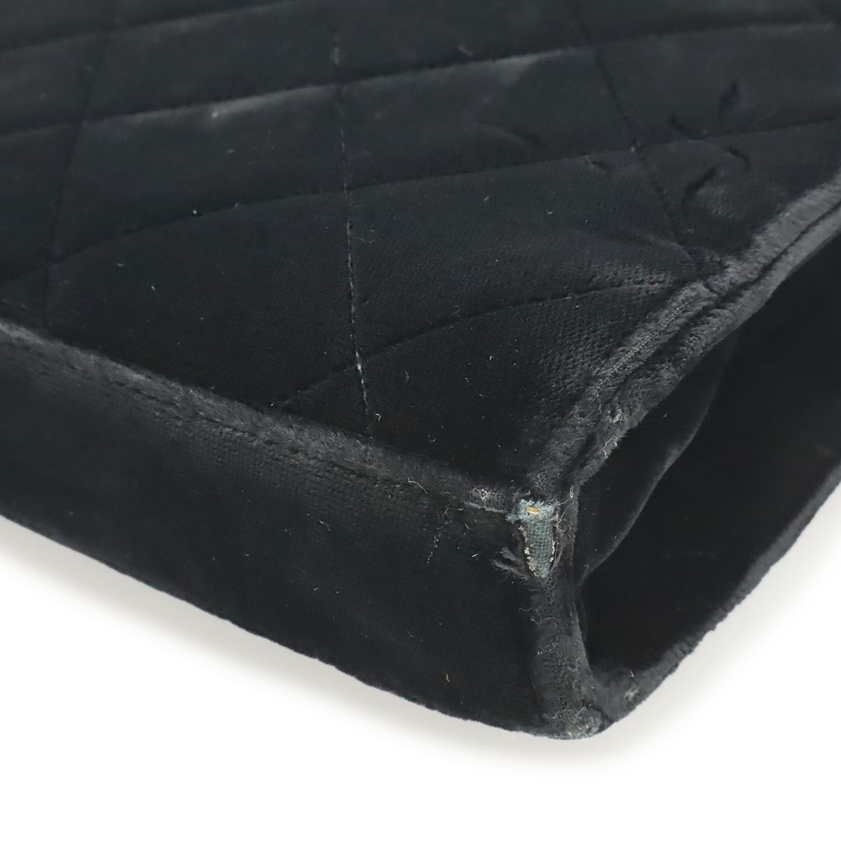 Chanel Quilted CC Logo Business Briefcase Handbag Velour Velvet Leather Black — view 3