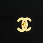 Chanel Quilted CC Logo Business Briefcase Handbag Velour Velvet Leather Black — view 8