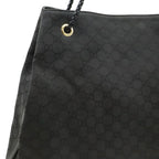 Gucci GG Nylon Tote Shoulder Bag Leather Black Gold — view 7