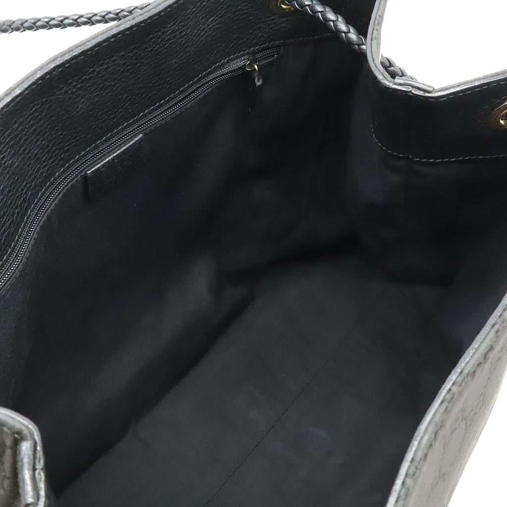 Gucci GG Nylon Tote Shoulder Bag Leather Black Gold — view 6