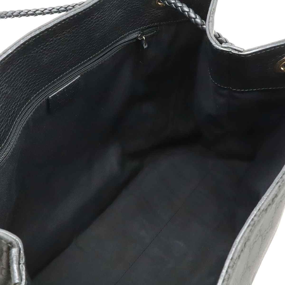 Gucci GG Nylon Tote Shoulder Bag Leather Black Gold — view 6