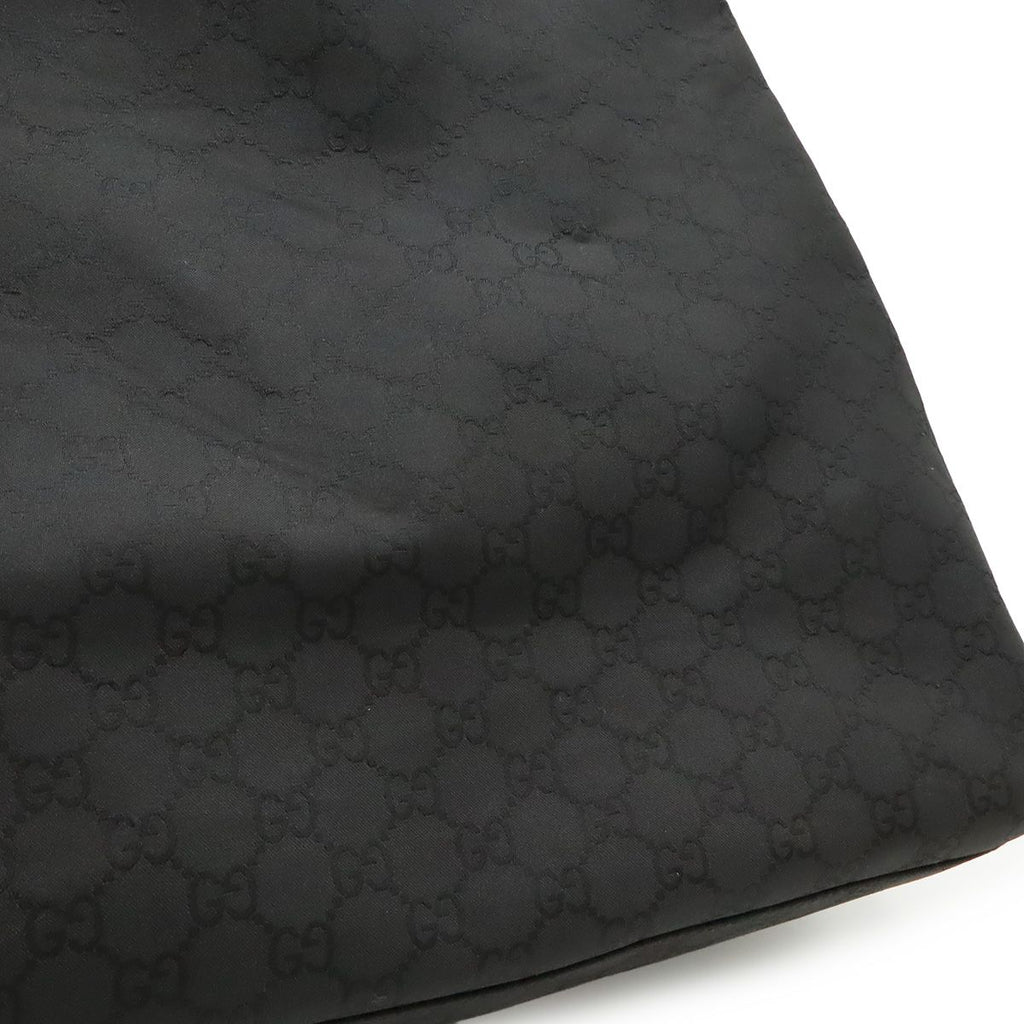 Gucci GG Nylon Tote Shoulder Bag Leather Black Gold — view 8