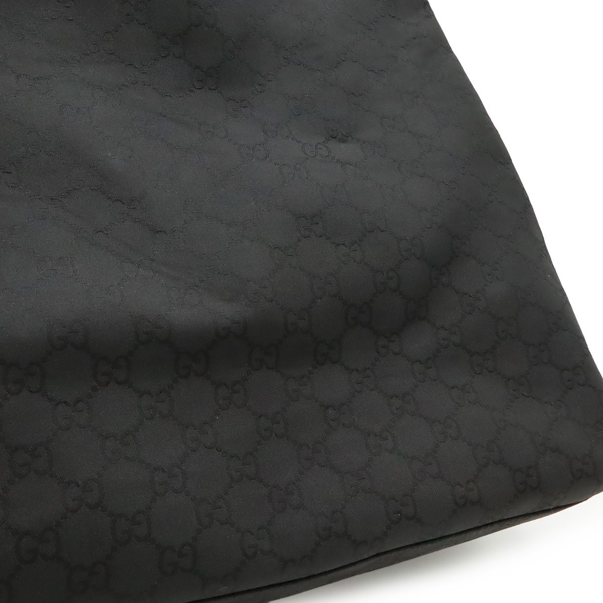 Gucci GG Nylon Tote Shoulder Bag Leather Black Gold — view 8