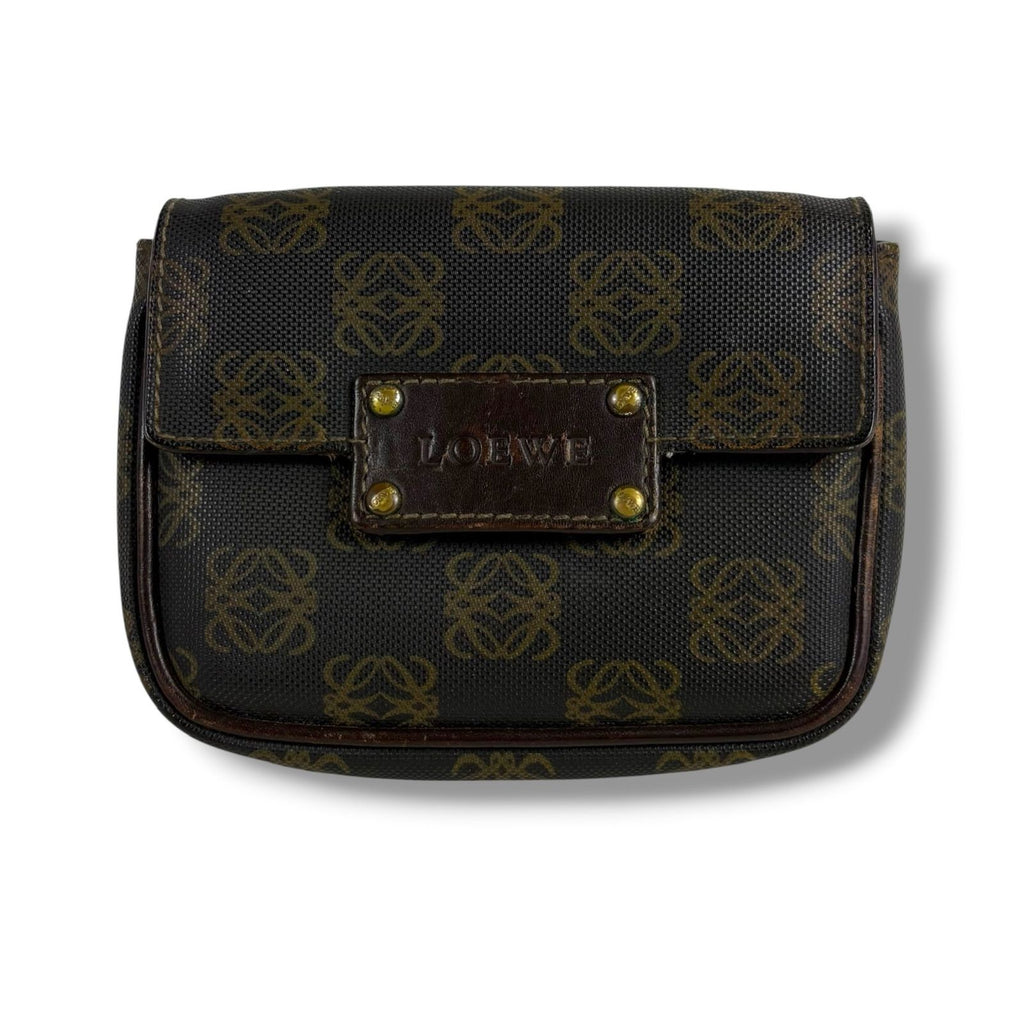 Loewe Repeat Anagram Logo Waist Pouch Mini Shoulder Bag Pochette Brown Black — view 3