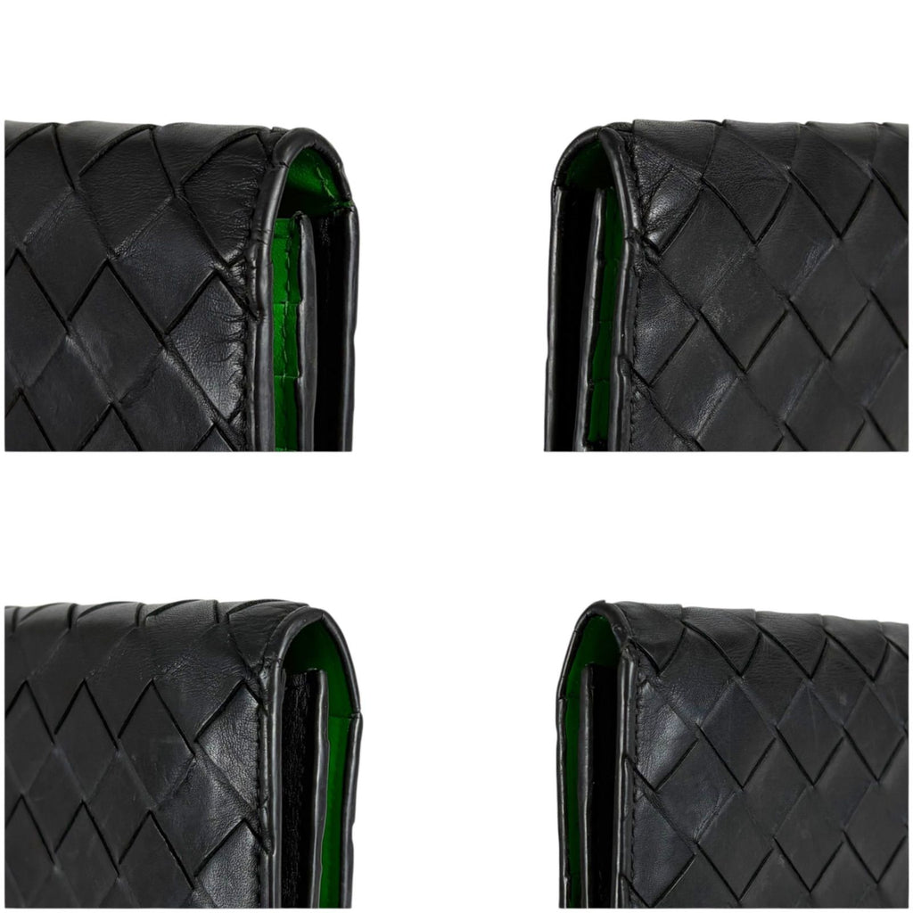 Bottega Veneta Bicolor Bifold Wallet Intrecciato Leather Black Green — view 6