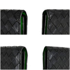 Bottega Veneta Bicolor Bifold Wallet Intrecciato Leather Black Green — view 6