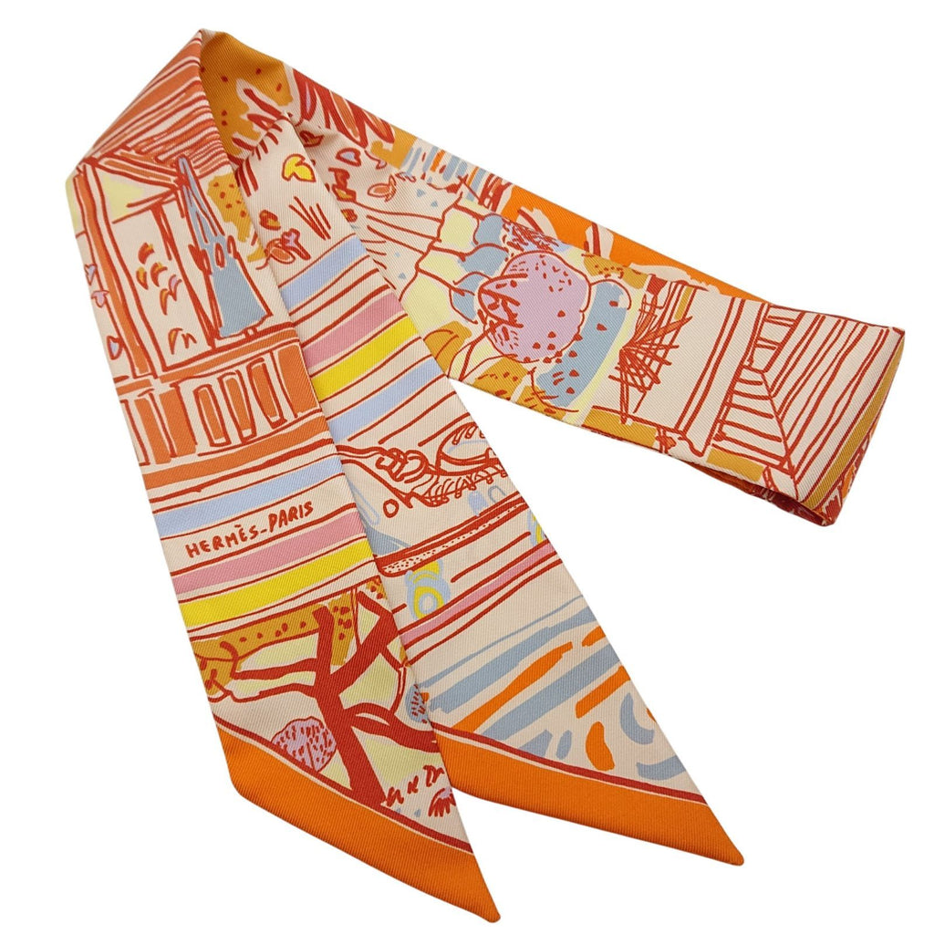 Hermes Twill Reil le Dete Summer Stripes Scarf — view 2
