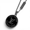 Louis Vuitton Necklace LV Award Pendant Silver Black