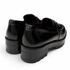 Chanel CC Logo Leather Loafers Shoes Black — view 2