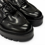 Chanel CC Logo Leather Loafers Shoes Black — view 7