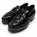 Chanel CC Logo Leather Loafers Shoes Black