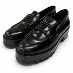 Chanel CC Logo Leather Loafers Shoes Black