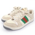 Gucci Leather Web Stripe GG Marmont Vintage Logo Low Cut Sneakers Beige