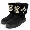 Louis Vuitton Snowdrop Line LV Logo Shearling Boots Black
