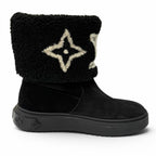 Louis Vuitton Snowdrop Line LV Logo Shearling Boots Black — view 5