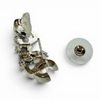 Chanel CC Logo Clover Rhinestone Earrings Silver — view 6