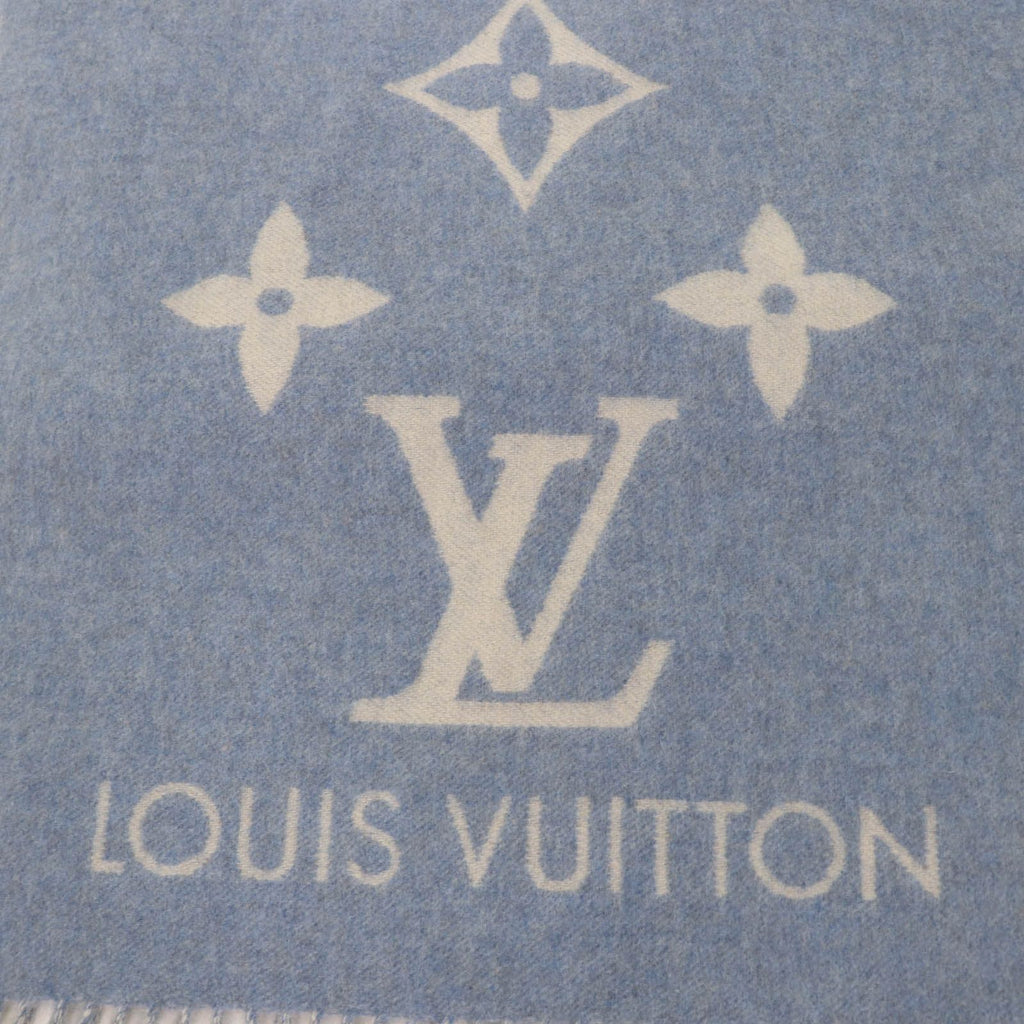 Louis Vuitton Echarpe Reykjavik Cashmere 100% Monogram Scarf Light Blue — view 4