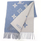 Louis Vuitton Echarpe Reykjavik Cashmere 100% Monogram Scarf Light Blue — view 2
