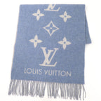 Louis Vuitton Echarpe Reykjavik Cashmere 100% Monogram Scarf Light Blue