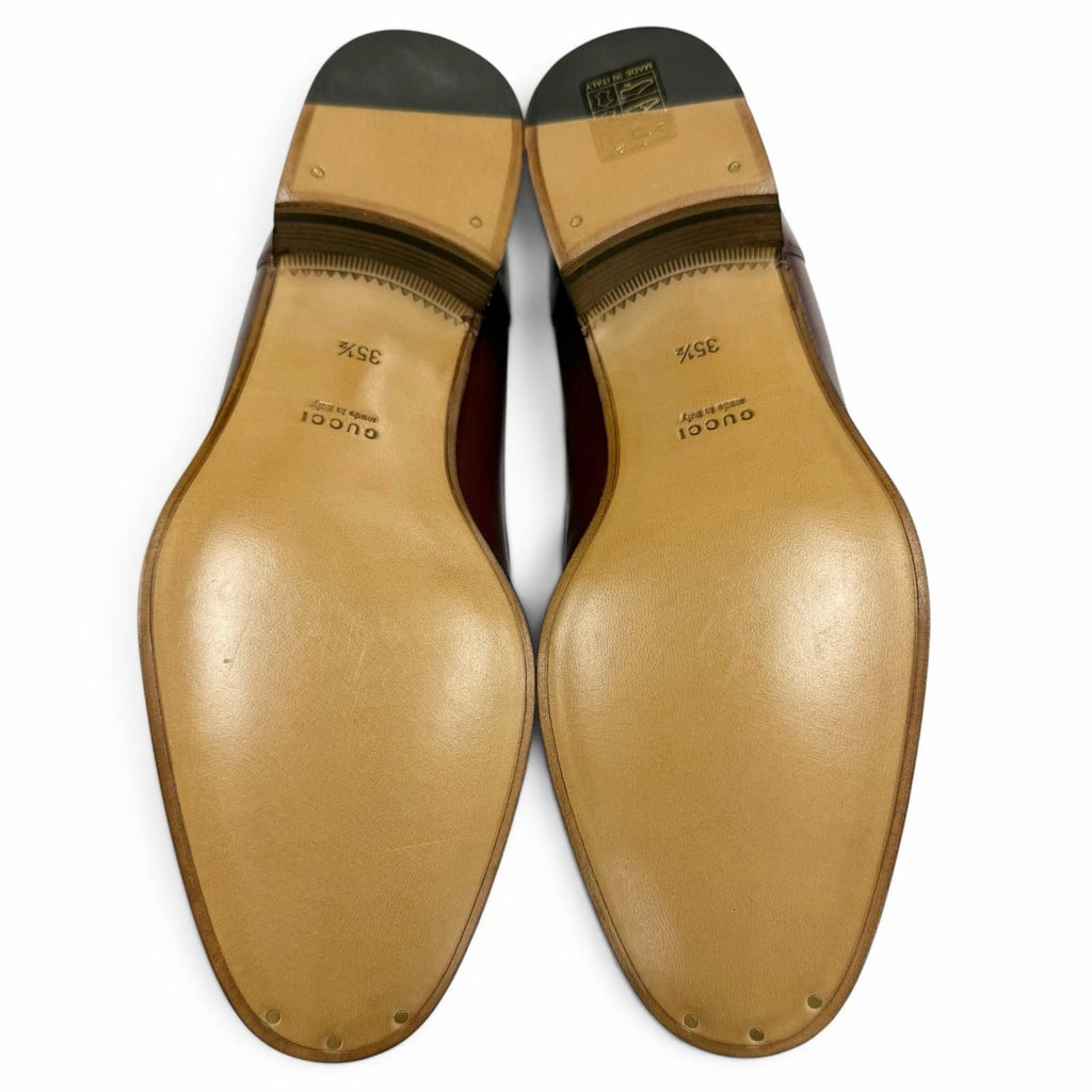 Gucci Web Line Horsebit Leather Loafers Bordeaux Gold 35.5 Box Recommended — view 9