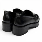 Chanel CC Logo Leather Loafers Shoes Black Silver — view 2