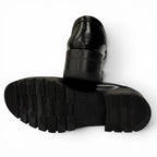 Chanel CC Logo Leather Loafers Shoes Black Silver — view 6