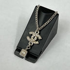 Chanel Necklace CC Logo Rhinestone Cube Charm — view 2