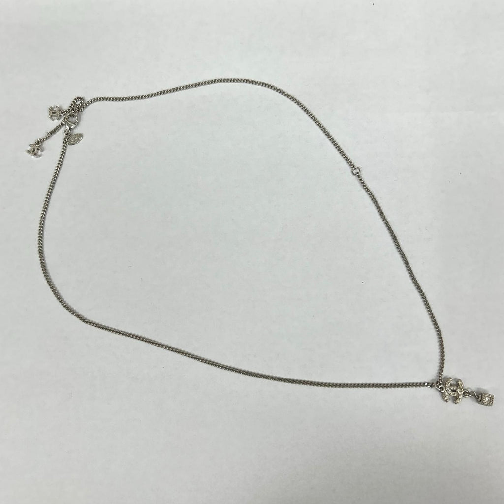 Chanel Necklace CC Logo Rhinestone Cube Charm — view 7