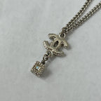 Chanel Necklace CC Logo Rhinestone Cube Charm — view 4