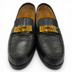 Hermes Destin Gold Kelly Buckle Leather Loafers Black — view 3